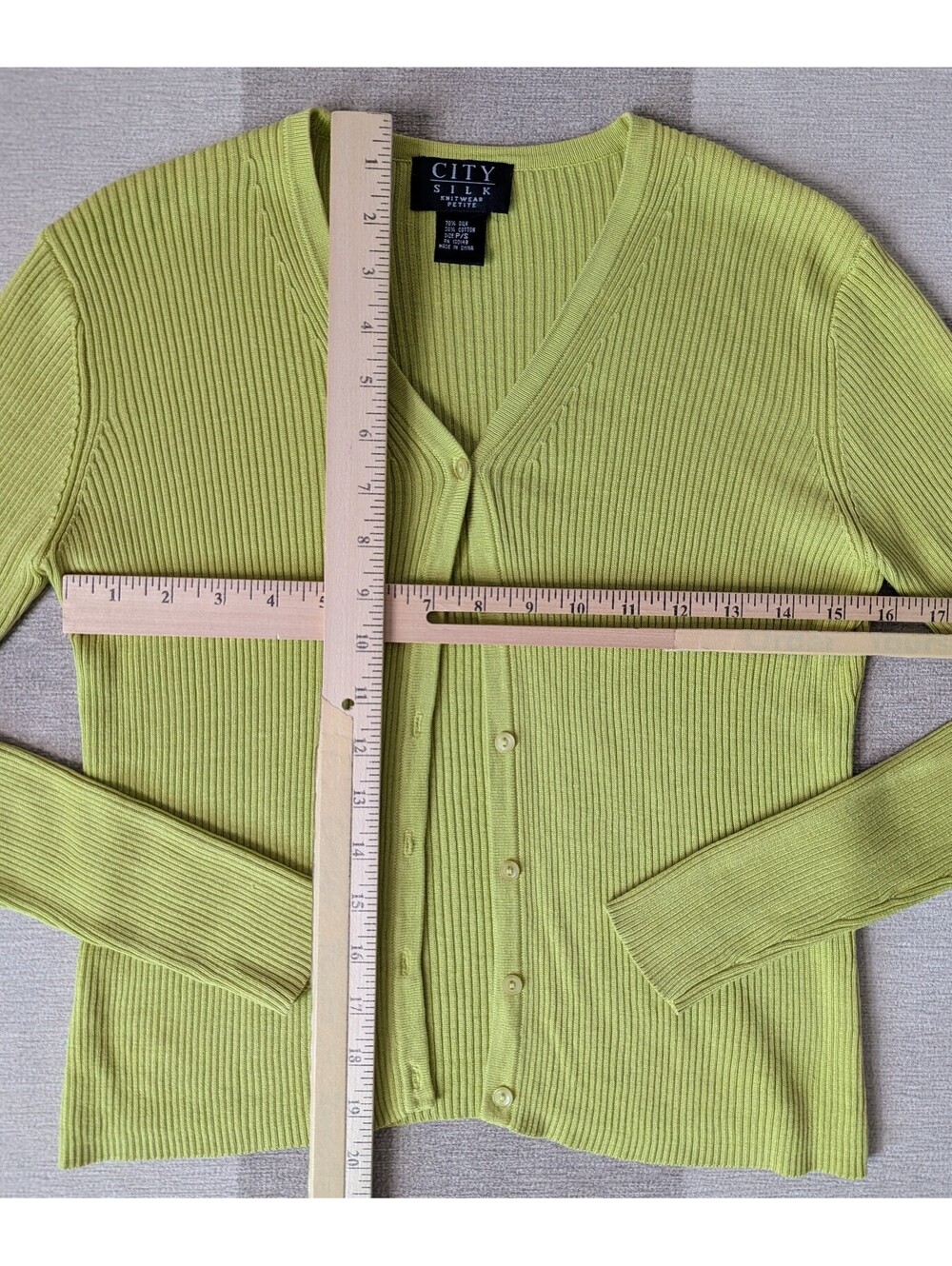 Vintage 00s lime green silk cotton baby fit cardigan - Picture 4 of 5
